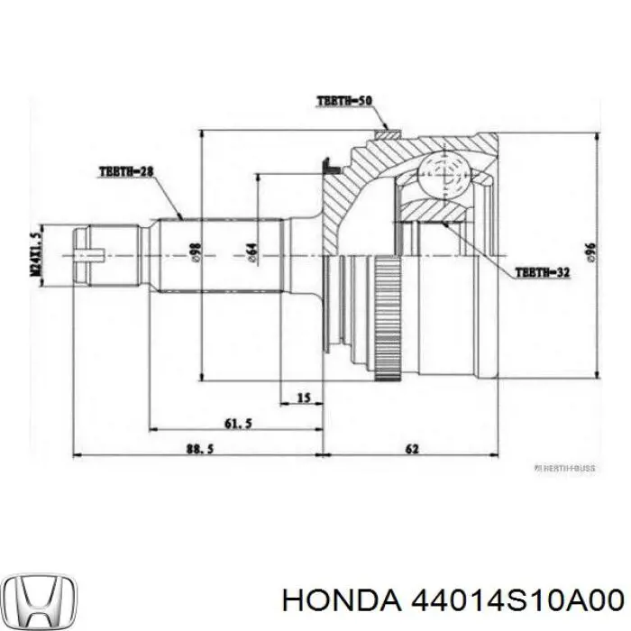 ШРУС зовнішній передній 44014S10A00 Honda
