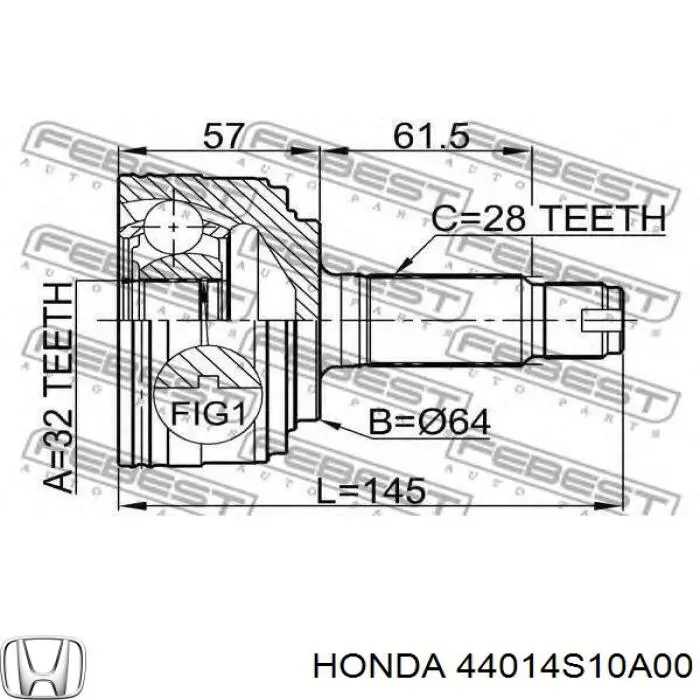 Граната колісна Honda 44014S10A00 ціна, від 38.38 USD