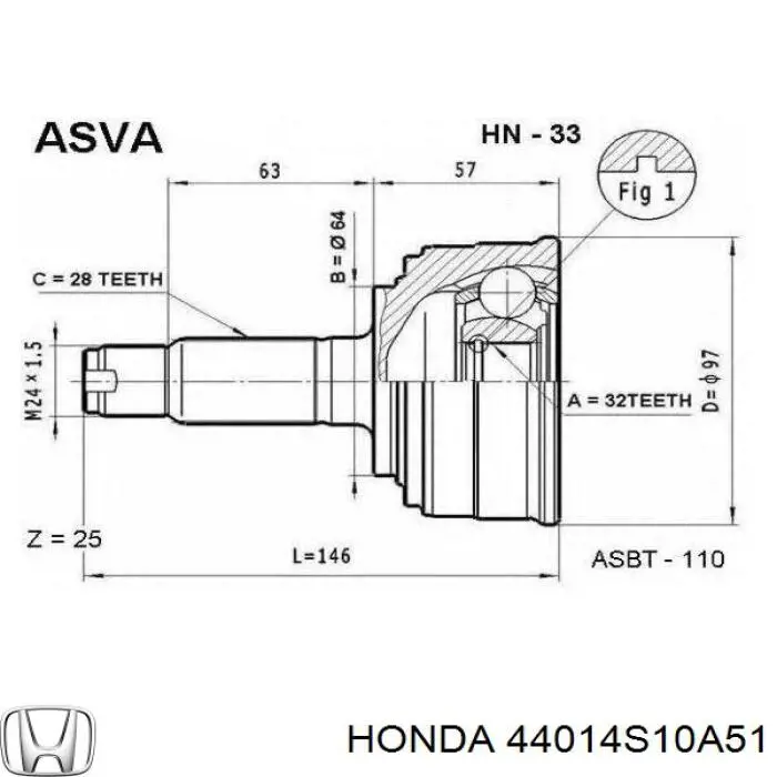 Граната колісна Honda 44014S10A51 ціна, від 44.08 USD