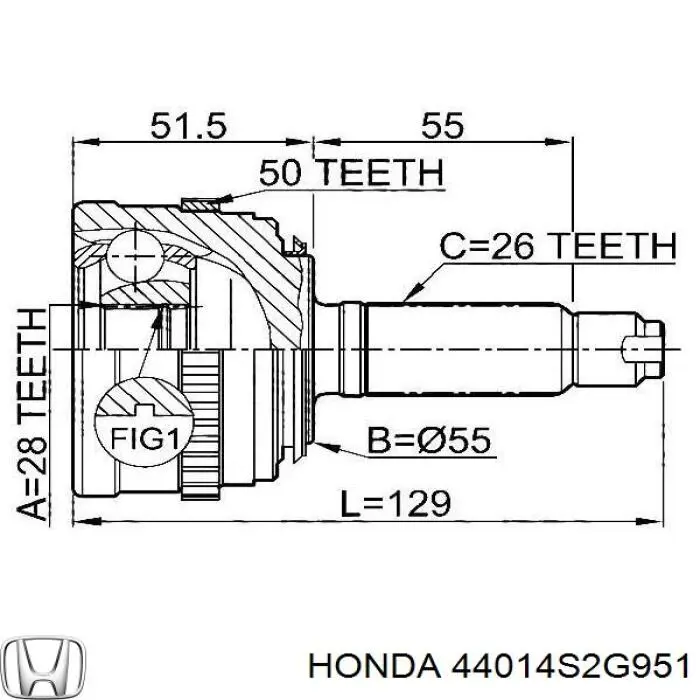 ШРУС зовнішній передній 44014S2G951 Honda