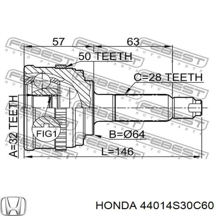 Граната колісна Honda 44014S30C60 ціна, від 38.38 USD