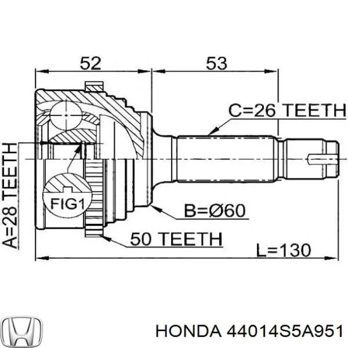 ШРУС зовнішній передній 44014S5A951 Honda