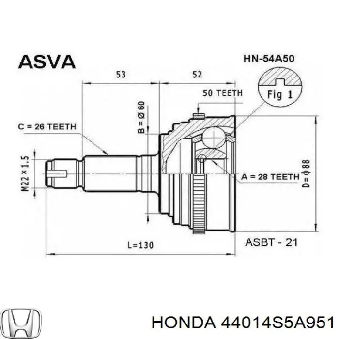 44014S5A951 Honda шрус зовнішній передній