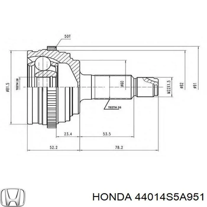 Купити 44014S5A951 Honda Шарнір приводу зовнішній