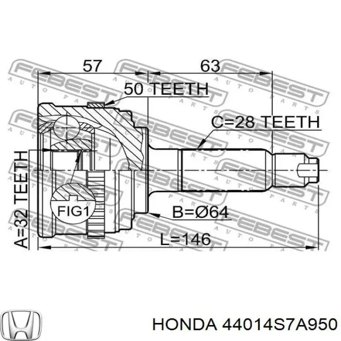 44014S7A950 Honda шрус зовнішній передній