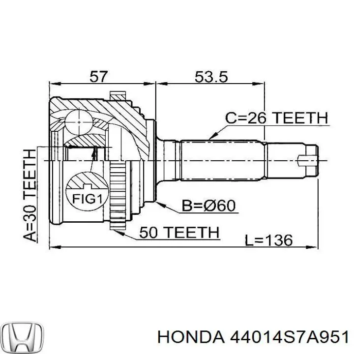 44014S7A951 Honda шрус зовнішній передній