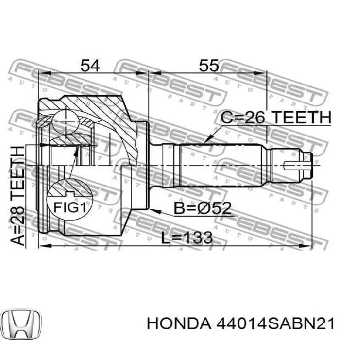 Купити 44014SABN21 Honda Шарнір приводу зовнішній