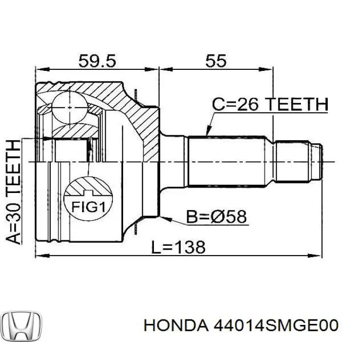 Купити 44014SMGE00 Honda Шарнір приводу зовнішній