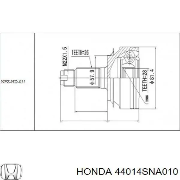 44014SNA010 Honda шрус зовнішній передній