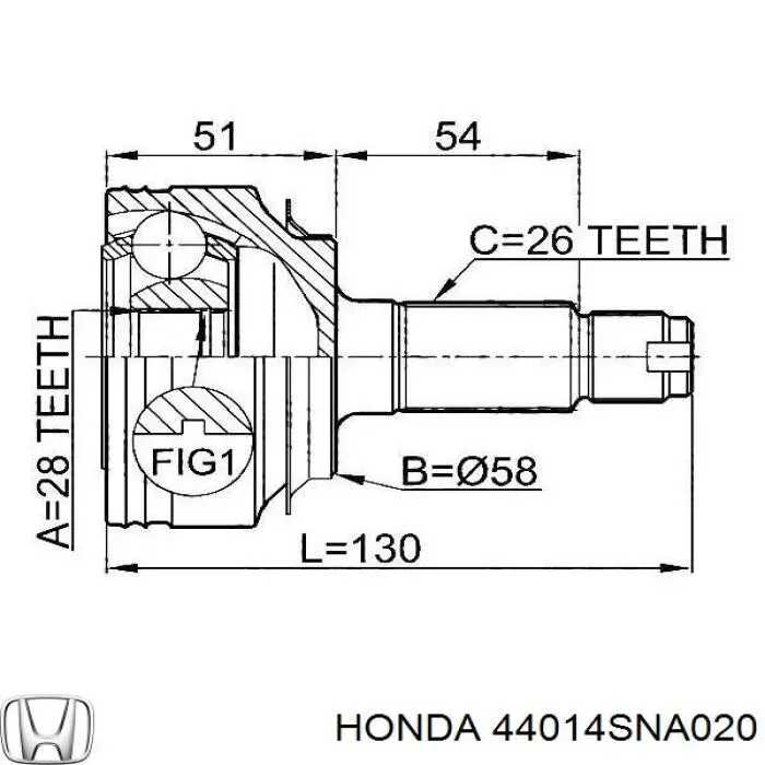 44014SNA020 Honda шрус зовнішній передній