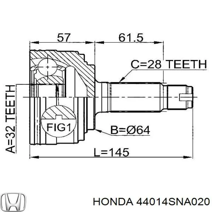 Граната колісна Honda 44014SNA020 ціна, від 31.67 USD