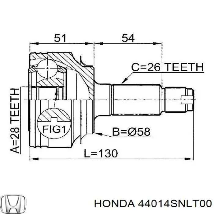 44014SNLT00 Honda шрус зовнішній передній