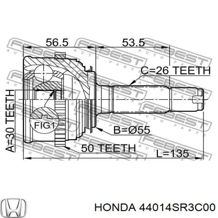 44014SR3C00 Honda шрус зовнішній передній