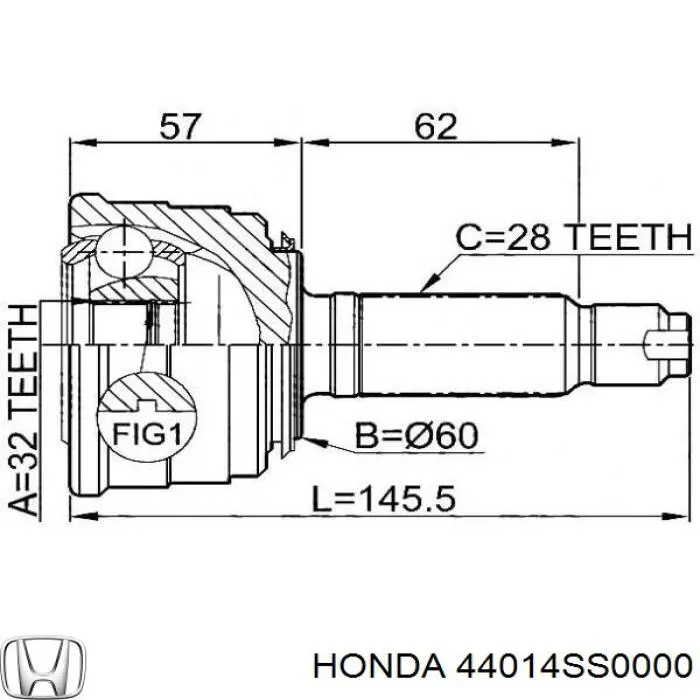 44014SS0000 Honda шрус зовнішній передній