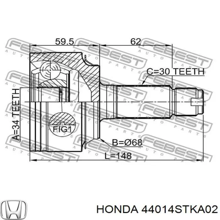 44014STKA02 Honda шрус зовнішній передній