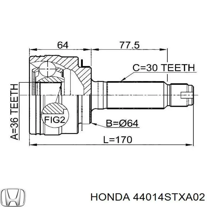 44014STXA02 Honda шрус зовнішній передній