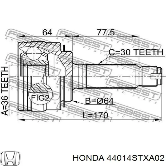 Купити 44014STXA02 Honda Шарнір приводу зовнішній