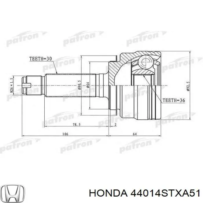 ШРУС наружный HONDA 44014STXA51