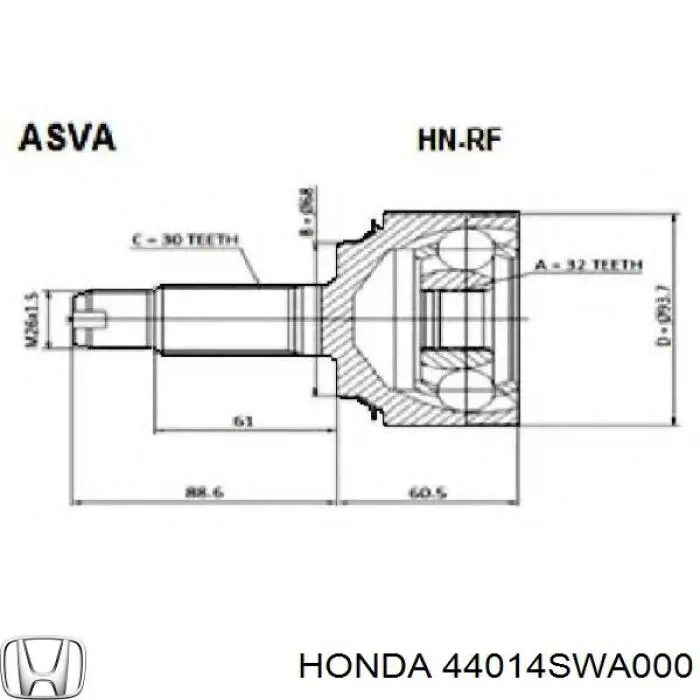 44014SWA000 Honda Граната зовнішня