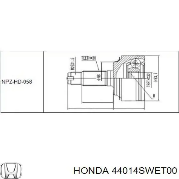 44014SWET00 Honda шрус зовнішній передній