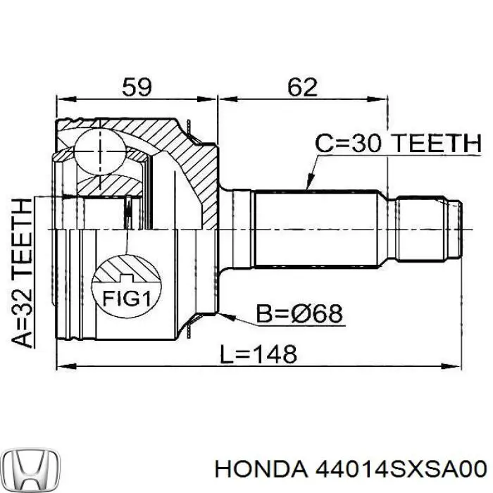 Купити 44014SXSA00 Honda Шарнір приводу зовнішній