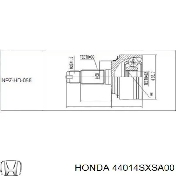 44014SXSA00 Honda шрус зовнішній передній