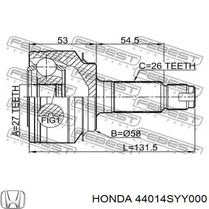 Купити 44014SYY000 Honda Шарнір приводу зовнішній