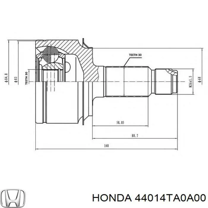 Граната колісна Honda 44014TA0A00 ціна, від 26.43 USD