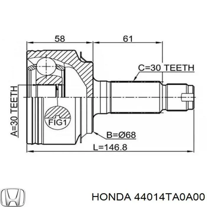 Купити 44014TA0A00 Honda Шарнір приводу зовнішній