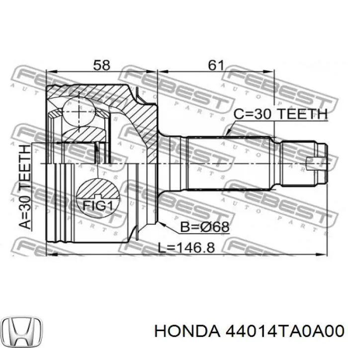 ШРУС зовнішній передній 44014TA0A00 Honda