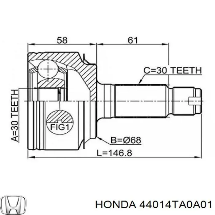 44014TA0A01 Honda шрус зовнішній передній