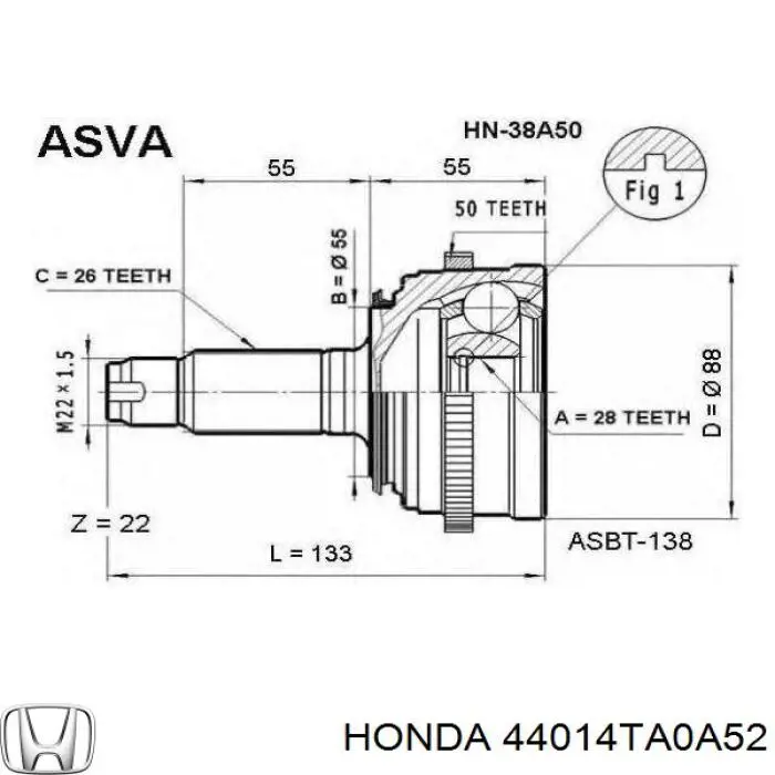 44014TA0A52 Honda Граната зовнішня