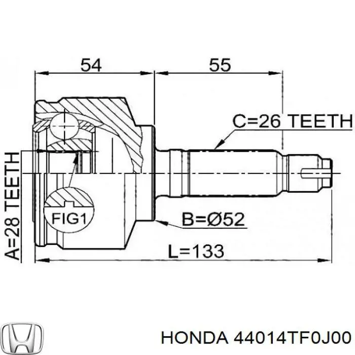 Граната колісна Honda 44014TF0J00 ціна, від 31.08 USD