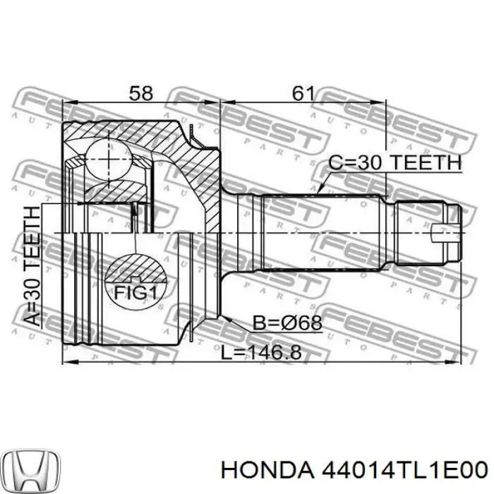 44014TL1E00 Honda шрус зовнішній передній