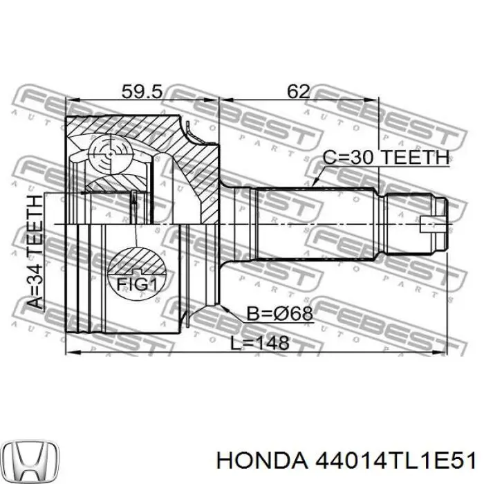 Купити 44014TL1E51 Honda Шарнір приводу зовнішній