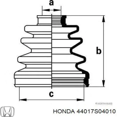 Пильник ШРУСа внутрішній, передній піввісі 44017S04010 Honda