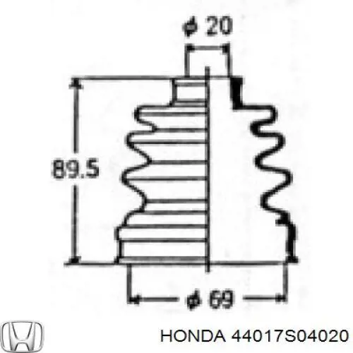 Пильник ШРУСа внутрішній, передній піввісі Honda 44017S04020