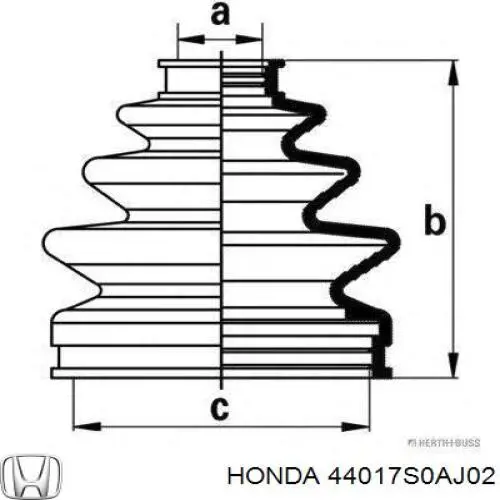 Пильник гранати внутрішній, передній півосі Honda 44017S0AJ02 ціна, від 7.15 USD