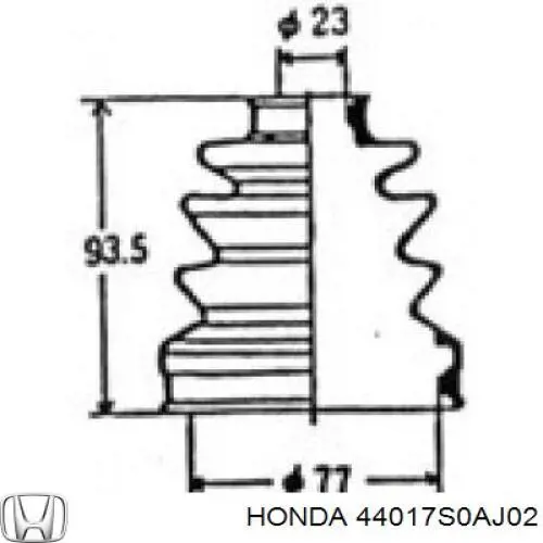 Купити 44017S0AJ02 Honda Пильник шарніра кутових швидкостей внутрішній передній