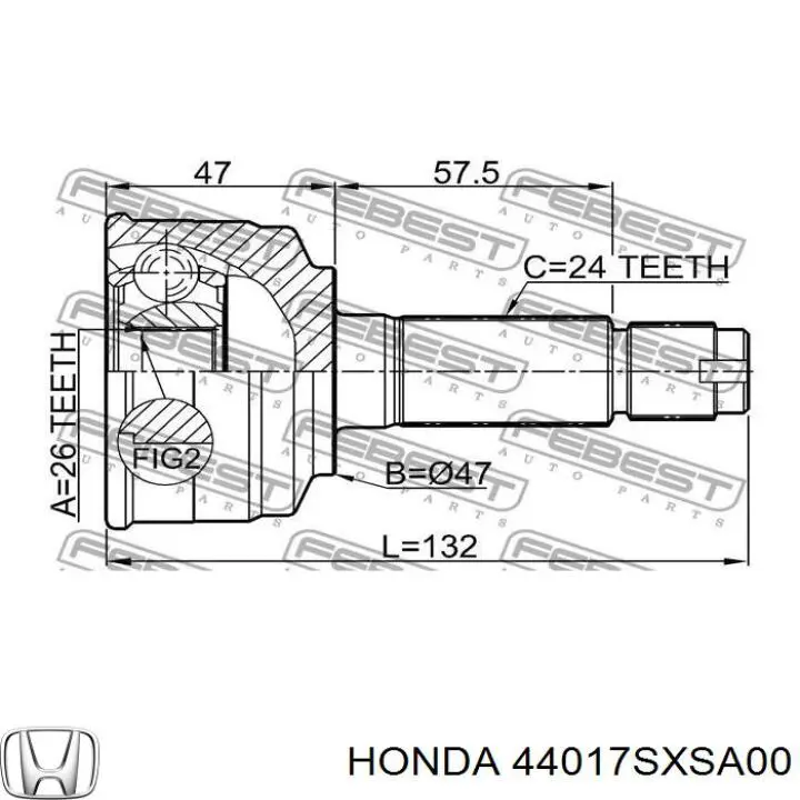 44017SXSA00 Honda Пильник ШРКШ внутрішній, передній півосі