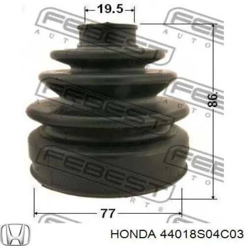 Пильник шарніра кутових швидкостей зовнішній передній Honda 44018S04C03 ціна, від 8.30 USD