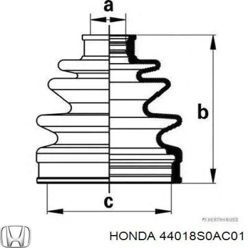 Пильник шарніра кутових швидкостей зовнішній передній Honda 44018S0AC01 ціна, від 8.62 USD