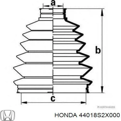 Пильник ШРУСа внутрішній, передній піввісі 44018S2X000 Honda