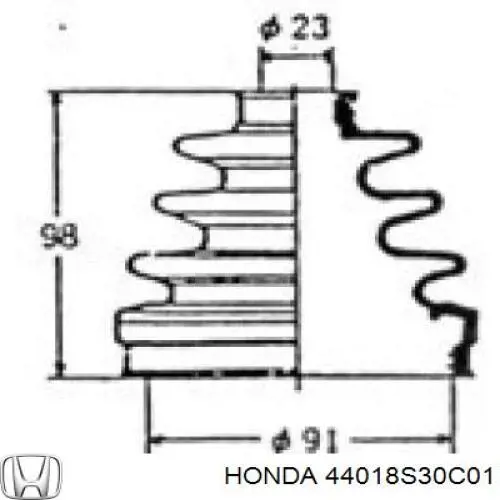 44018S30C01 Honda Пильник ШРУСа зовнішній, передній піввісі