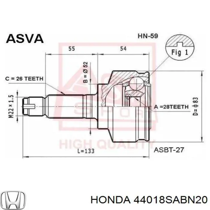 Пильник шарніра кутових швидкостей зовнішній передній Honda 44018SABN20 ціна, від 13.34 USD