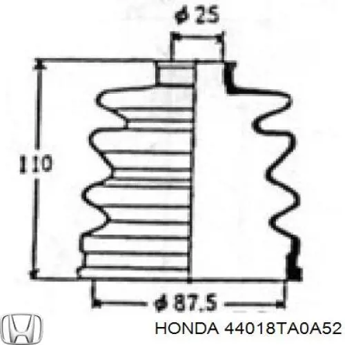 Пильник ШРУСа зовнішній, передній піввісі 44018TA0A52 Honda