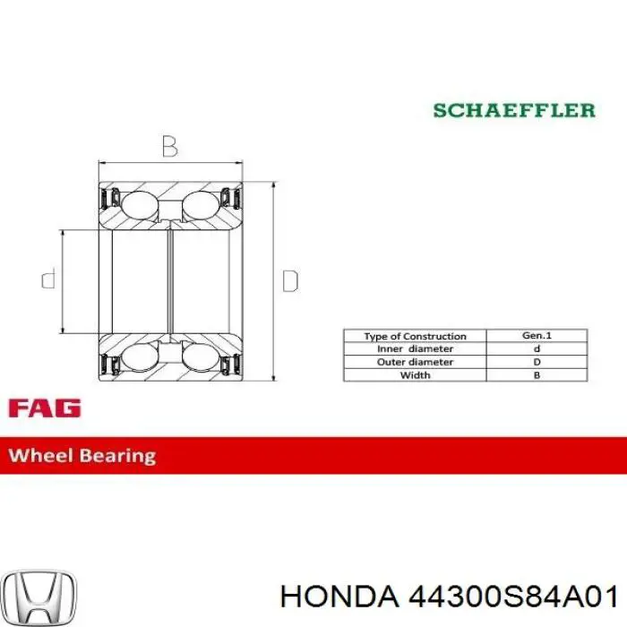 Підшипник ступиці 44300S84A01 Honda