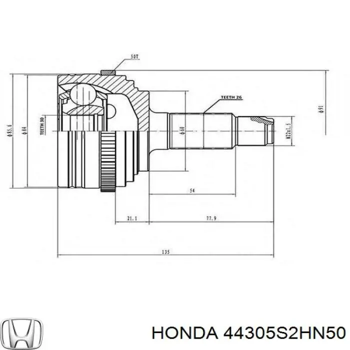 Піввісь передня, права Honda 44305S2HN50 ціна, від 23.68 USD