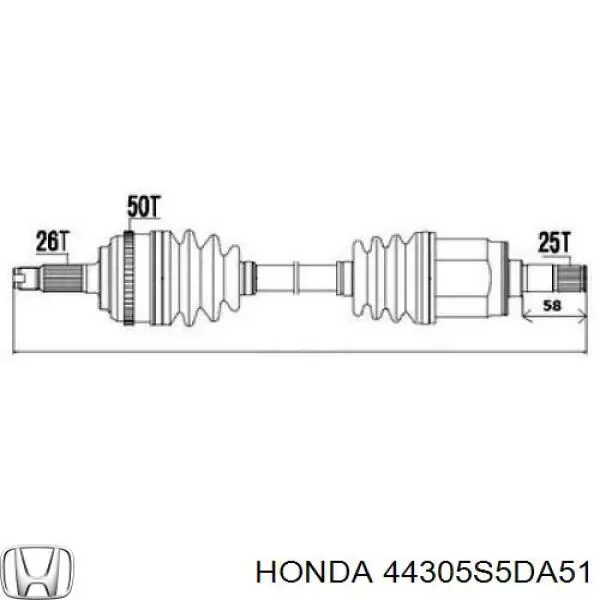 Піввісь (привід) передня, права Honda Civic 7 (EN2, ES9) (Хонда Цивік)