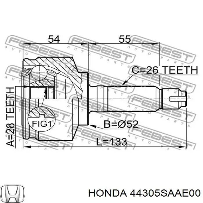 Піввісь передня, права Honda 44305SENP00 ціна, від 82.68 USD